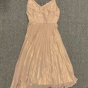 Tan/Gold chrome prom dress